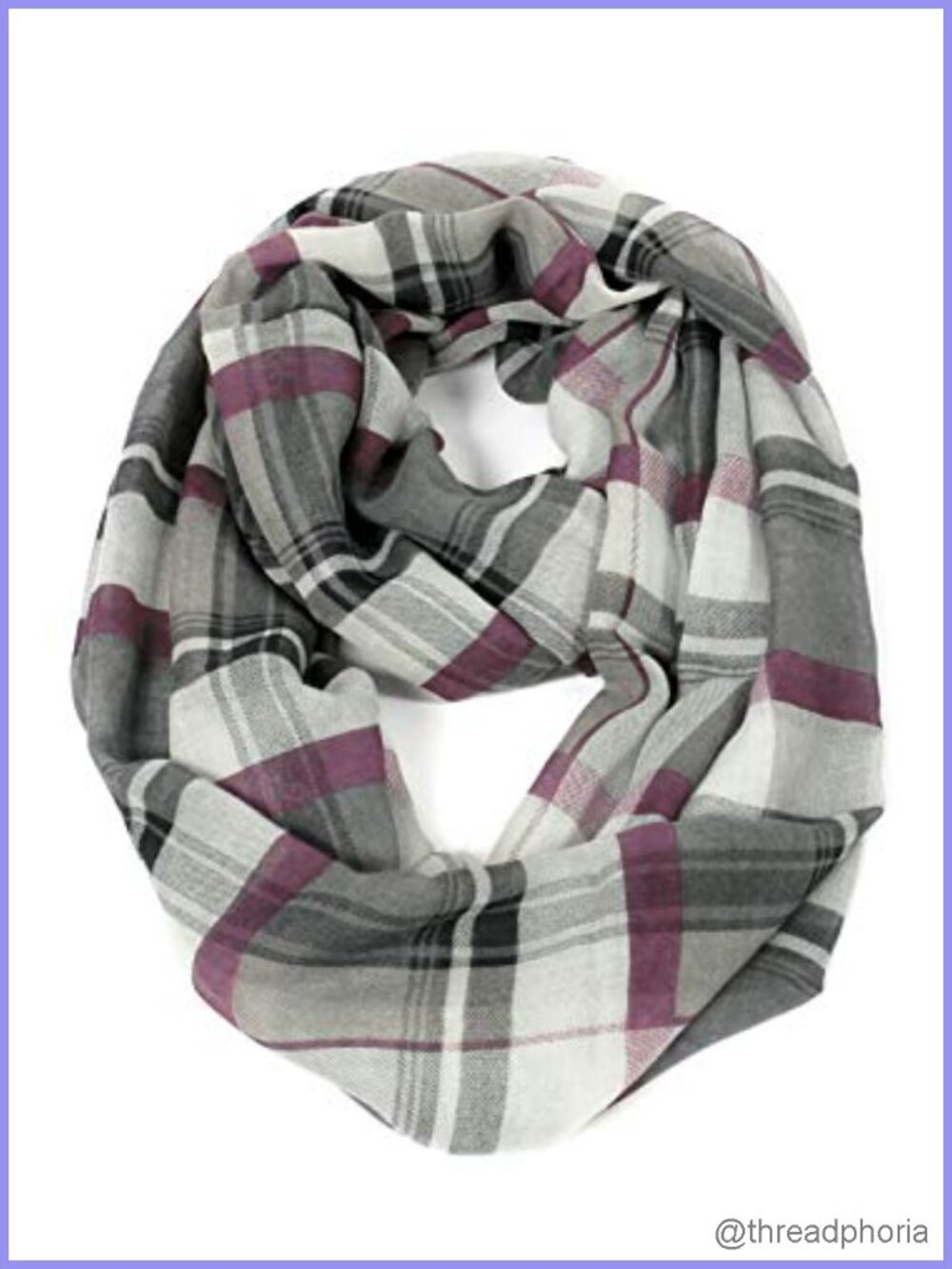 Tartan Plaid Infinity Scarf Lightweight 100% Polyester